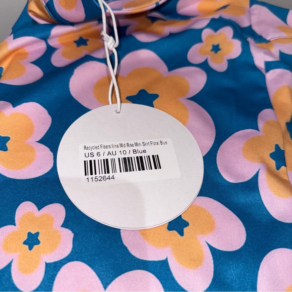 Ilina Mid Rise Mini Skirt Floral Blue Size US 6 - Picture 3 of 5